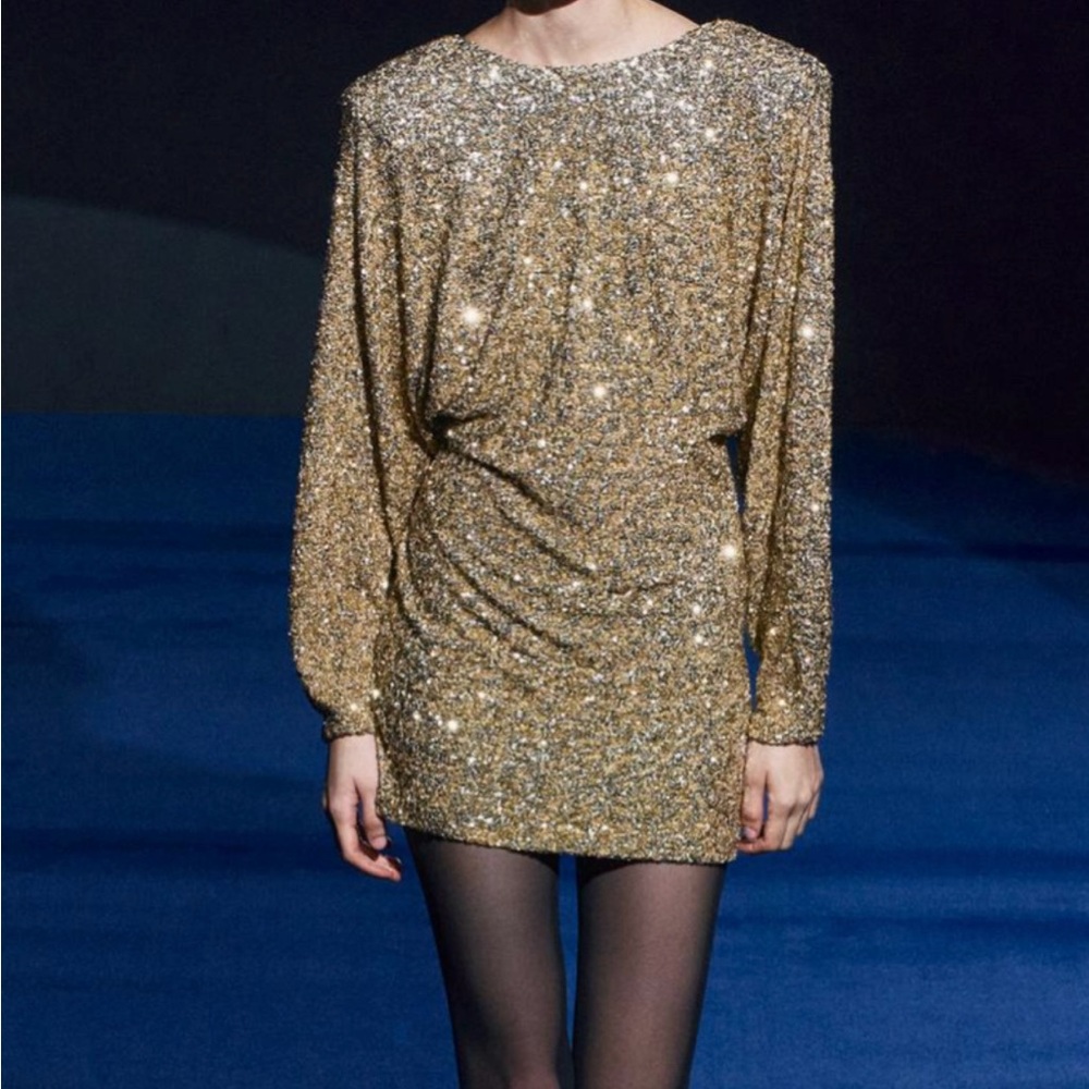 Sparkling Gold Long Sleeve Dress